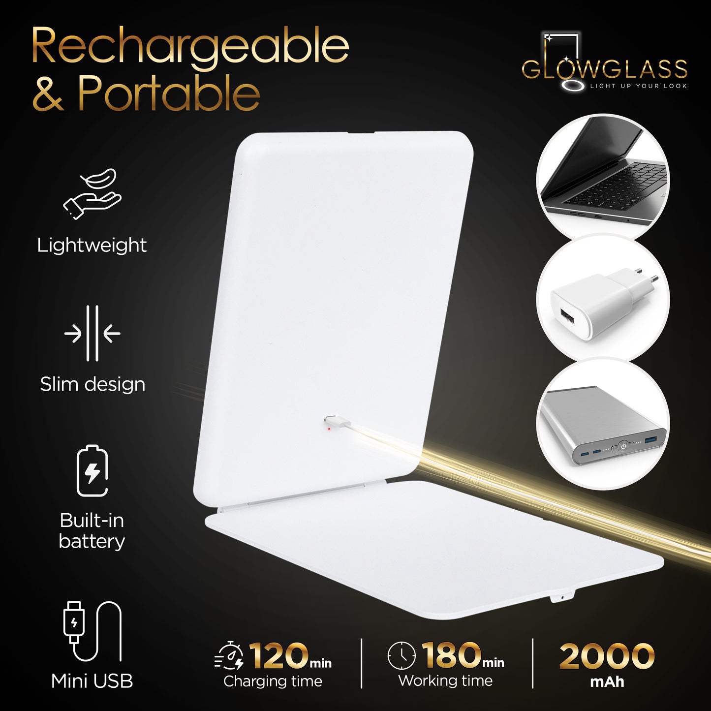 Small Foldable LED Makeup Mirror