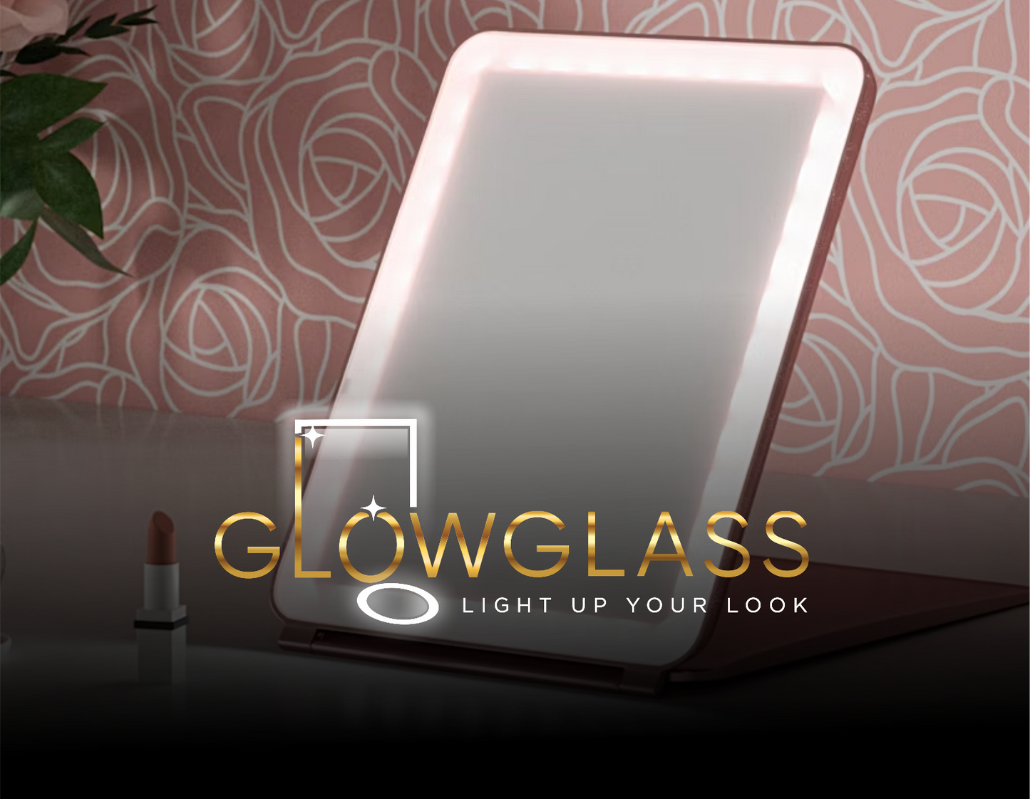 Glow Glass Small Foldable LED Makeup Mirror