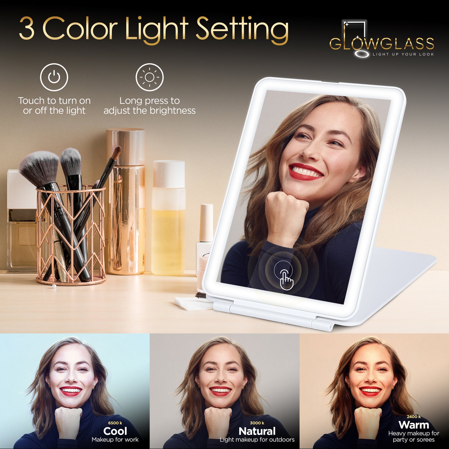 Small Foldable LED Makeup Mirror